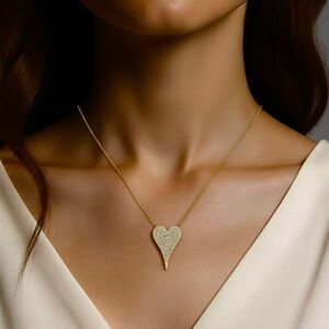 Gold elongated heart necklace-Kelly HODA